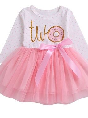 Pink Tulle Birthday Two Donut Dress